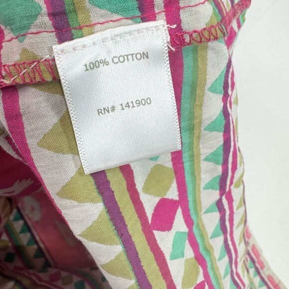 Velzera Tunic Top Womens Small Multicolor Geometric Bell Sleeve Pintuck Boho - Picture 6 of 8